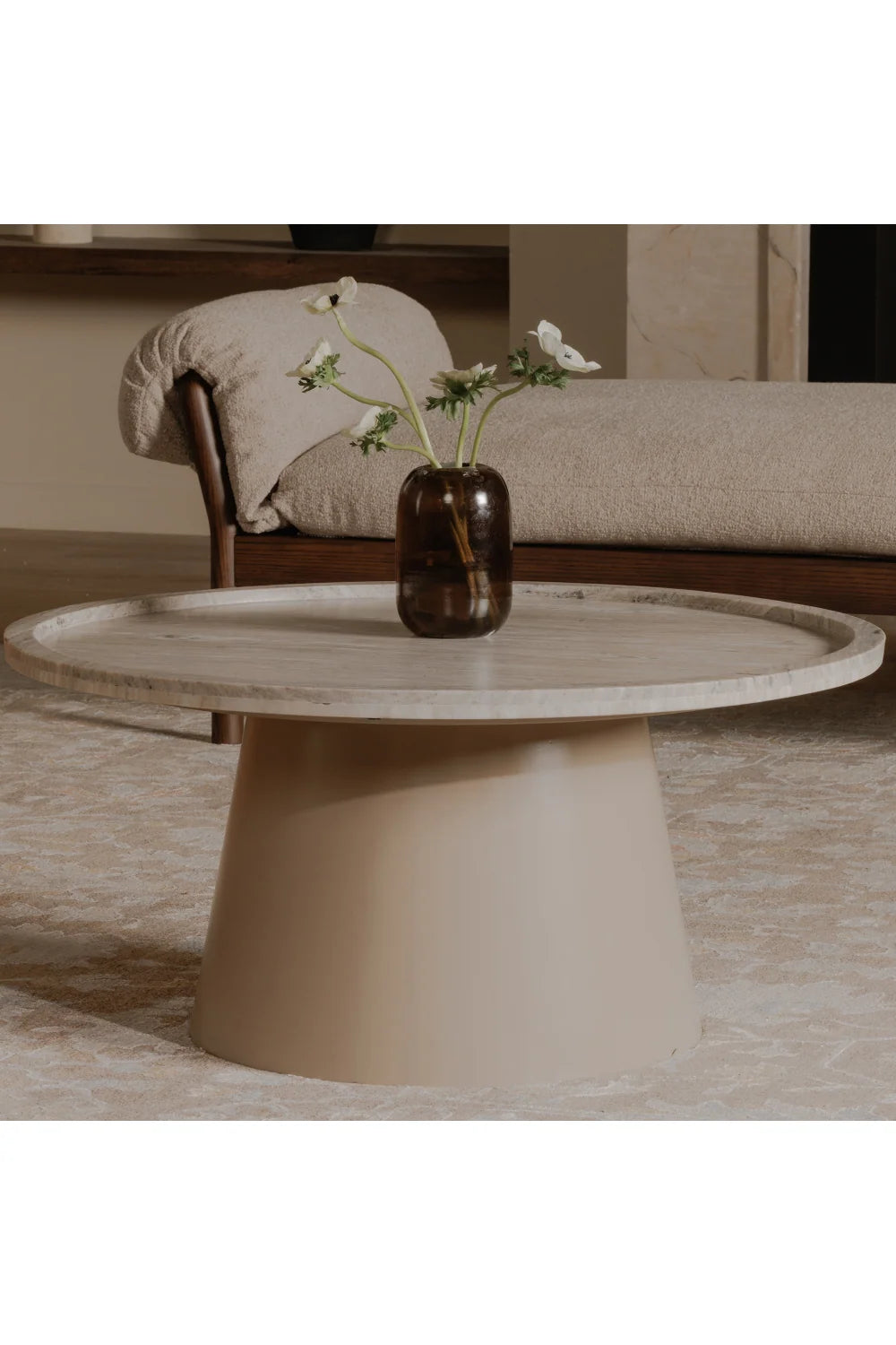Luxury Kimberley Round Marble Tray Coffee Table Modern Italian Style for Villa