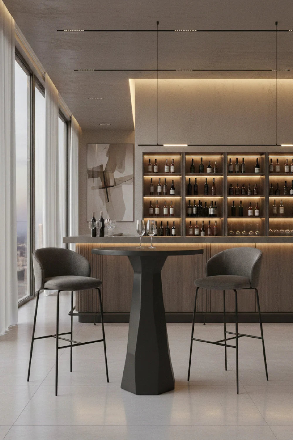 Luxury Kliff Concrete Bar Table Modern Italian Style for Villa