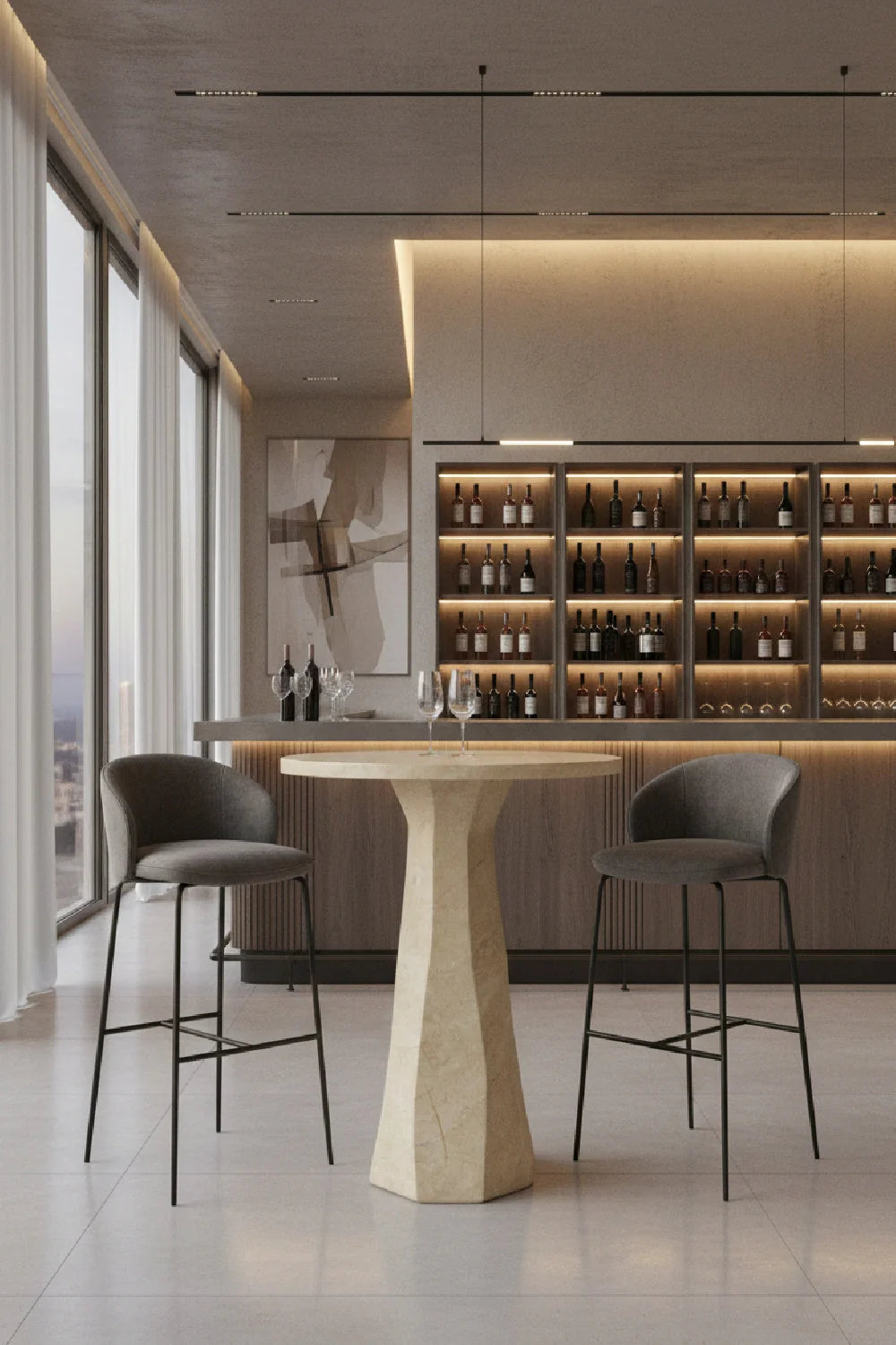 Luxury Kliff Concrete Bar Table Modern Italian Style for Villa