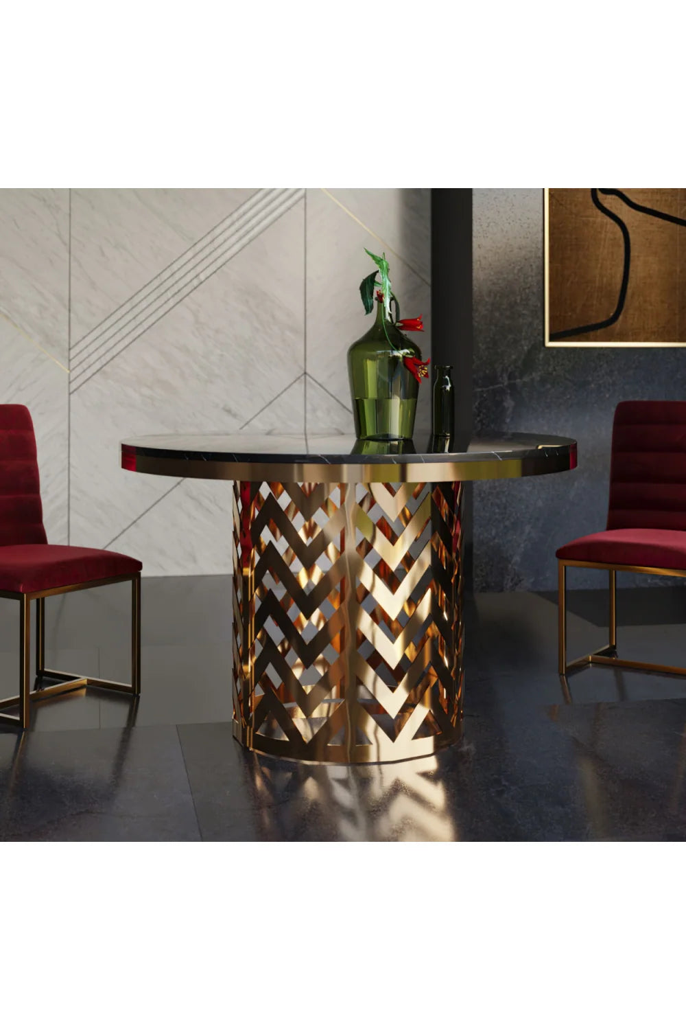 Luxury Kowal Round Marble Dining Table Modern Italian Style for Villa