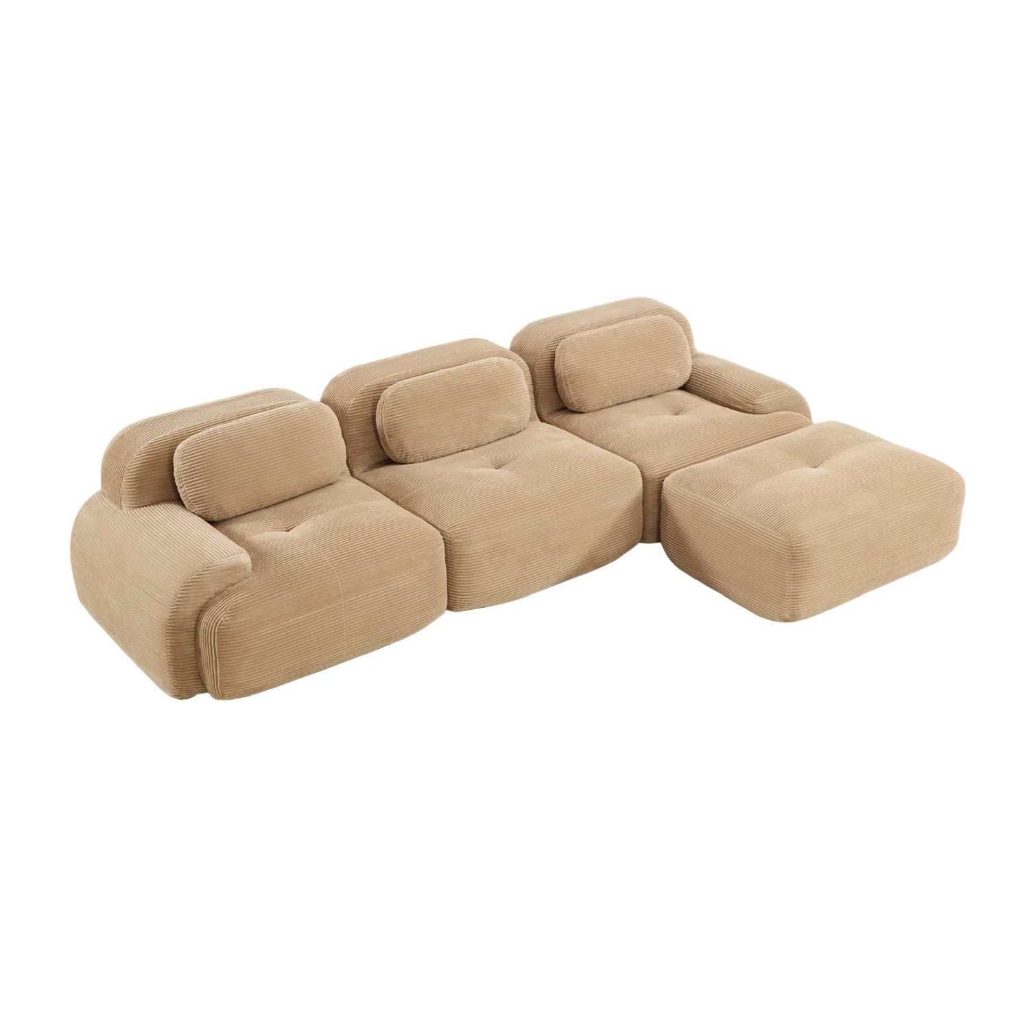 Luxury L-Shaped Camel Fabric Sectional Sofa Modern Italian Style for Villa