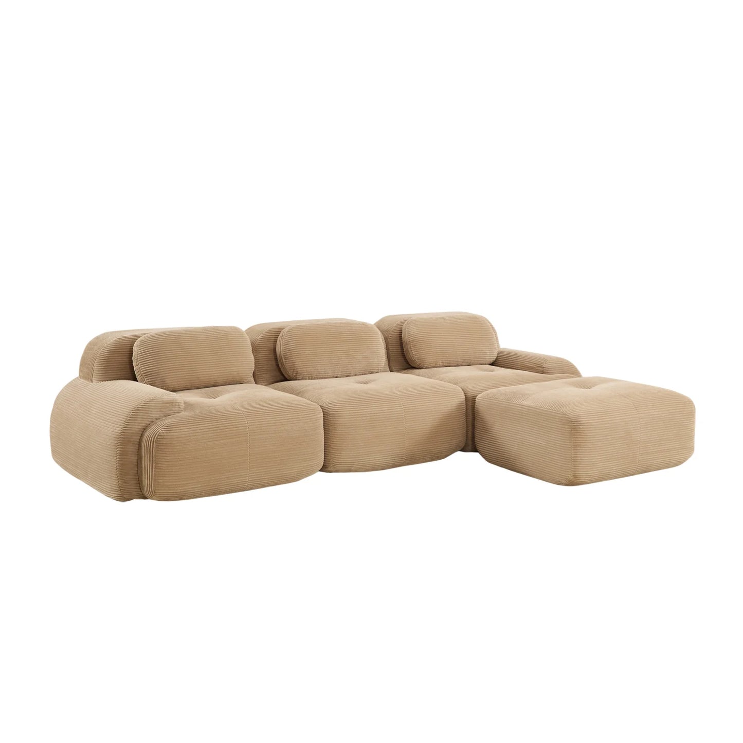 Luxury L-Shaped Camel Fabric Sectional Sofa Modern Italian Style for Villa