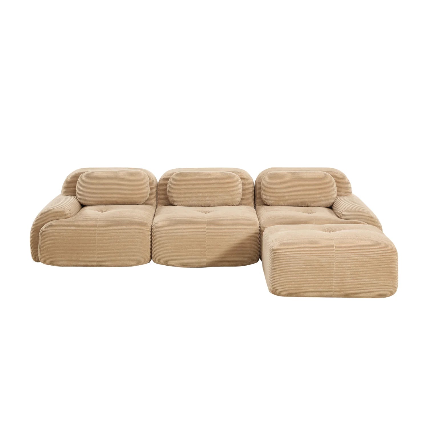 Luxury L-Shaped Camel Fabric Sectional Sofa Modern Italian Style for Villa