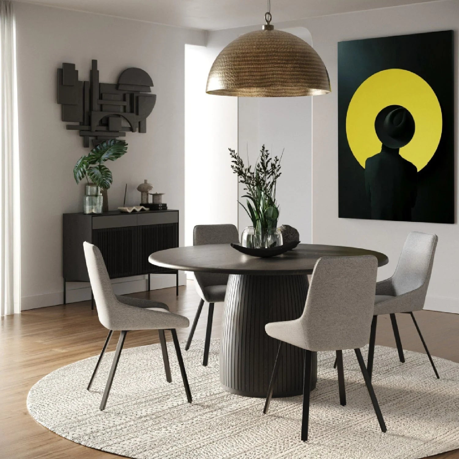 Luxury Lander Oak Round Dining Table Modern Italian Style for Villa
