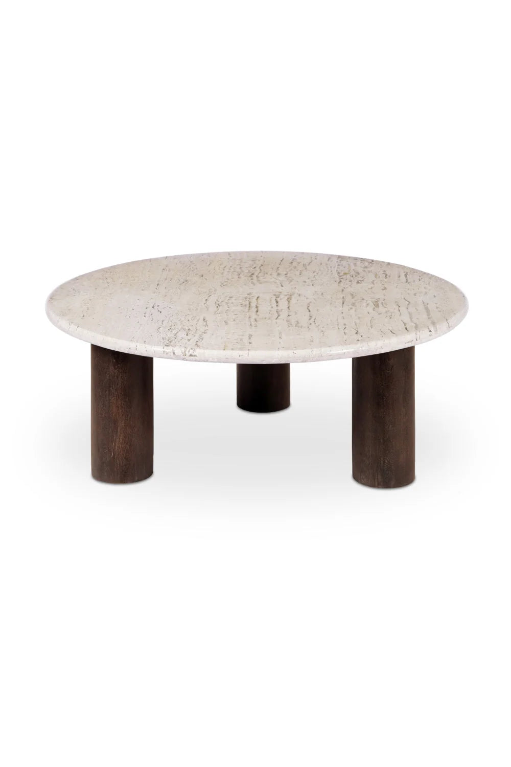 Luxury Landon Beige Travertine Round Coffee Table Modern Italian Style for Villa
