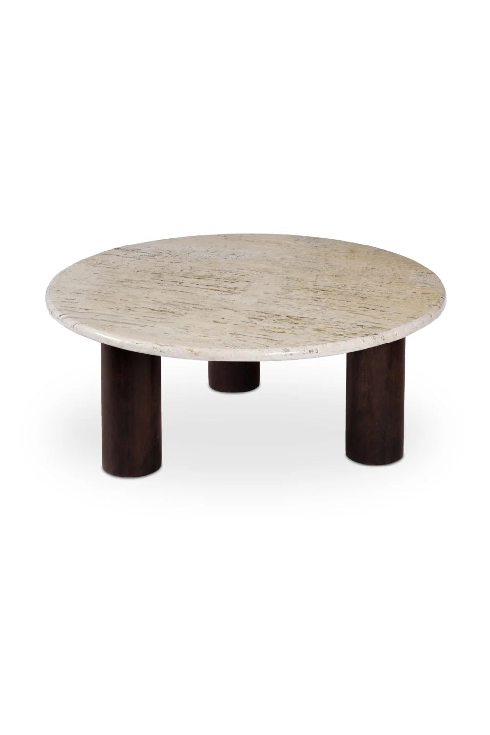 Luxury Landon Beige Travertine Round Coffee Table Modern Italian Style for Villa