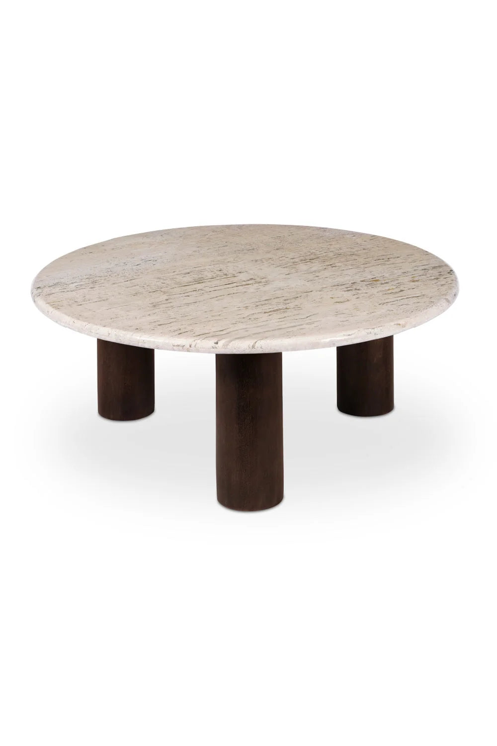 Luxury Landon Beige Travertine Round Coffee Table Modern Italian Style for Villa