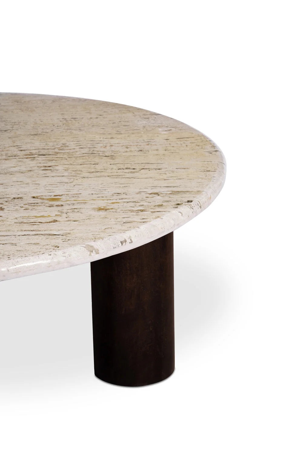 Luxury Landon Beige Travertine Round Coffee Table Modern Italian Style for Villa