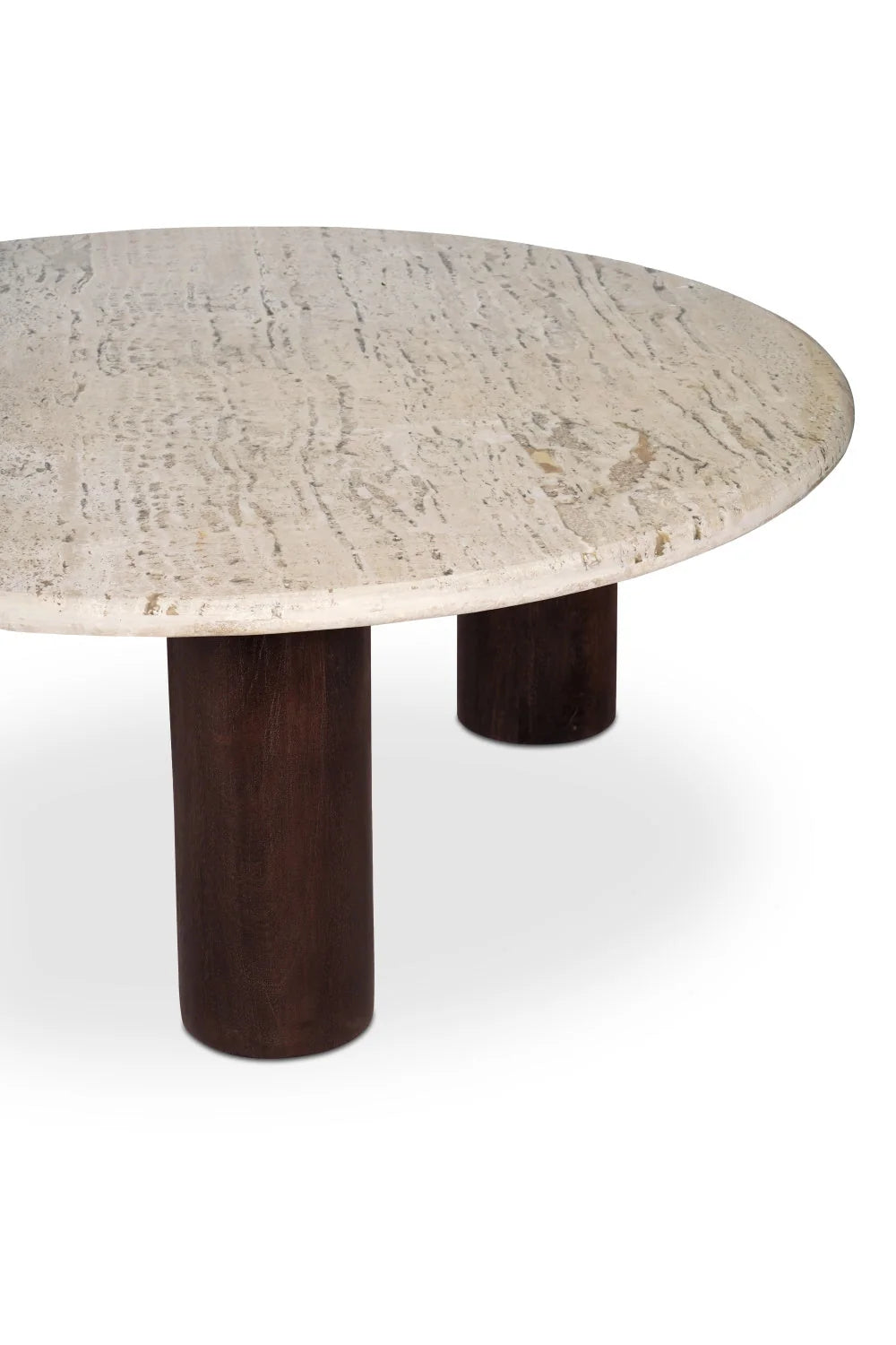 Luxury Landon Beige Travertine Round Coffee Table Modern Italian Style for Villa