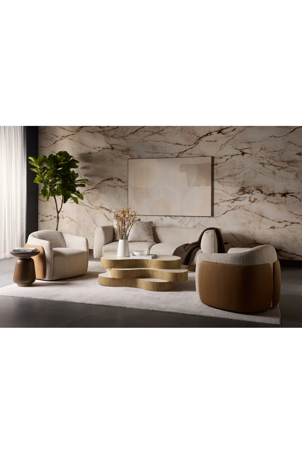 Luxury Layered Freeform Concrete Coffee Table Modern Italian Style for Villa