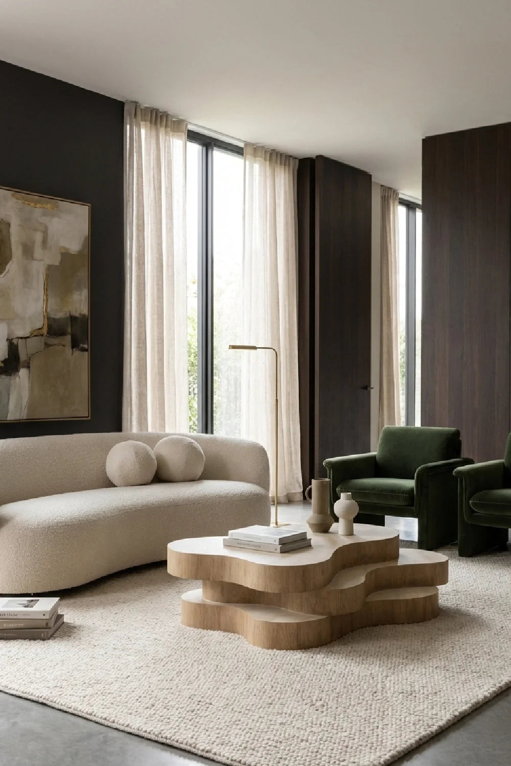 Luxury Layered Freeform Concrete Coffee Table Modern Italian Style for Villa