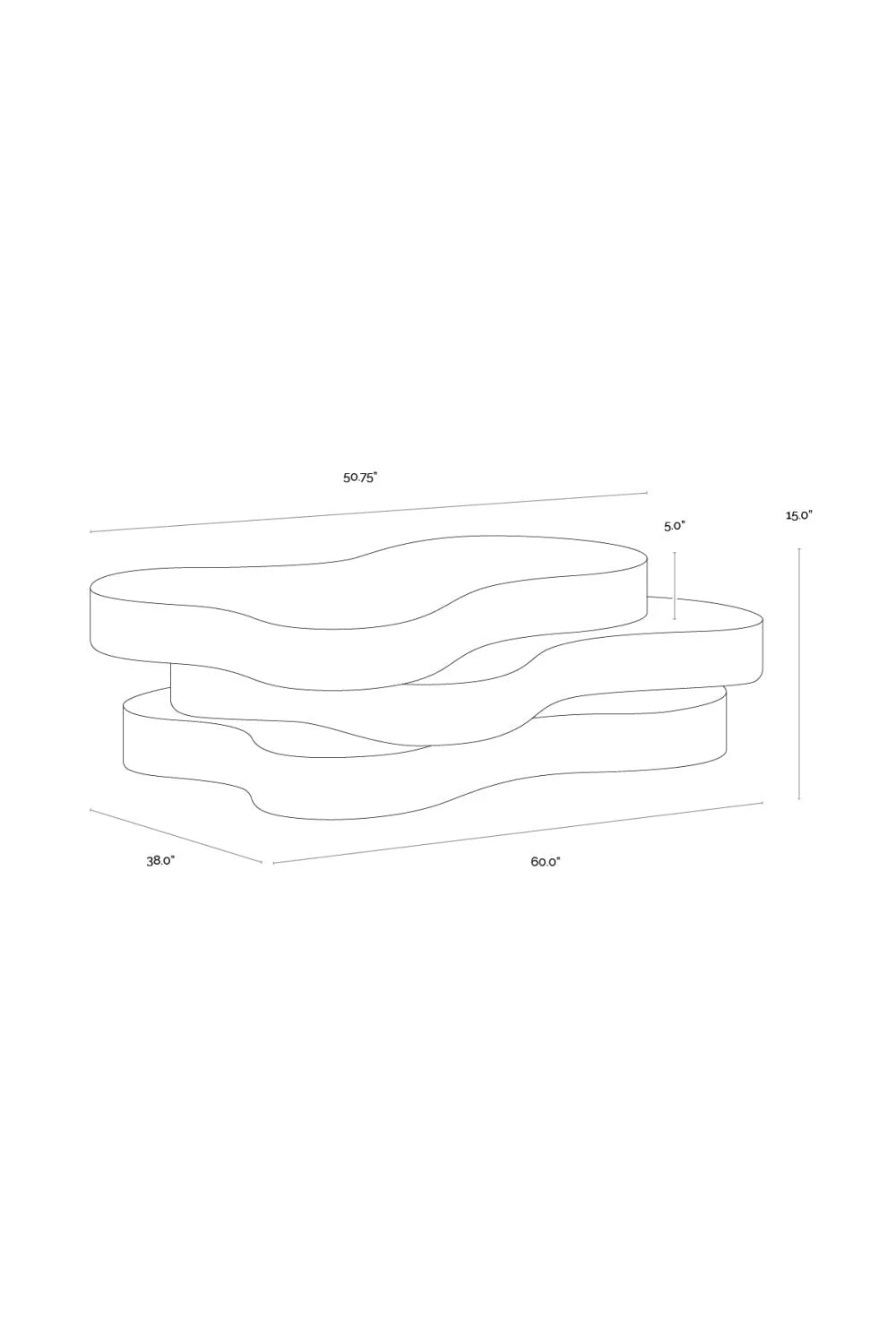 Luxury Layered Freeform Concrete Coffee Table Modern Italian Style for Villa