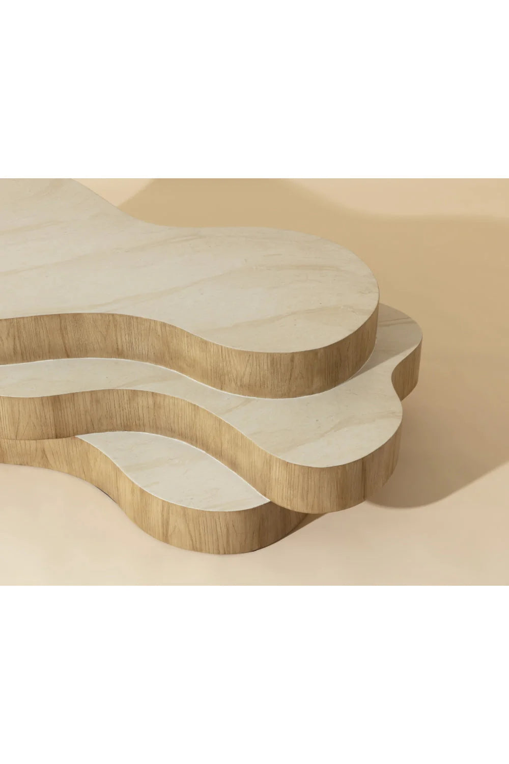 Luxury Layered Freeform Concrete Coffee Table Modern Italian Style for Villa