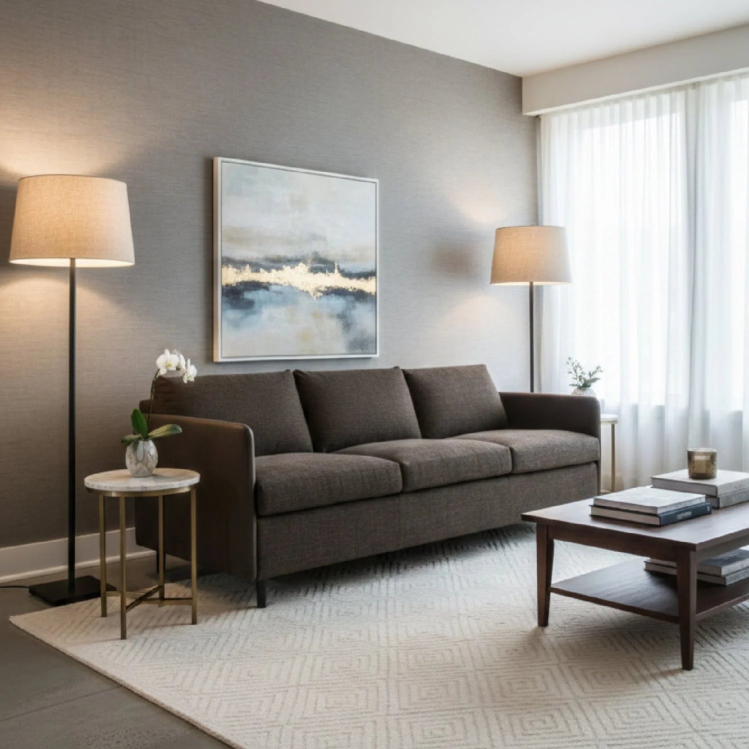 Luxury Leather Arm Sofa Modern Italian Style for Villa