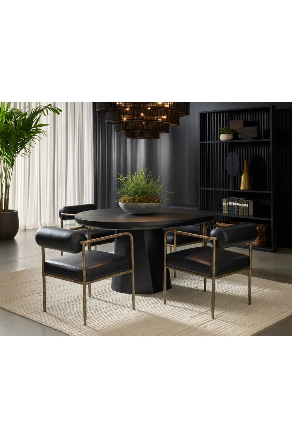 Luxury Leather Bolster-Back Modern Dining Chair European Style for Villa
