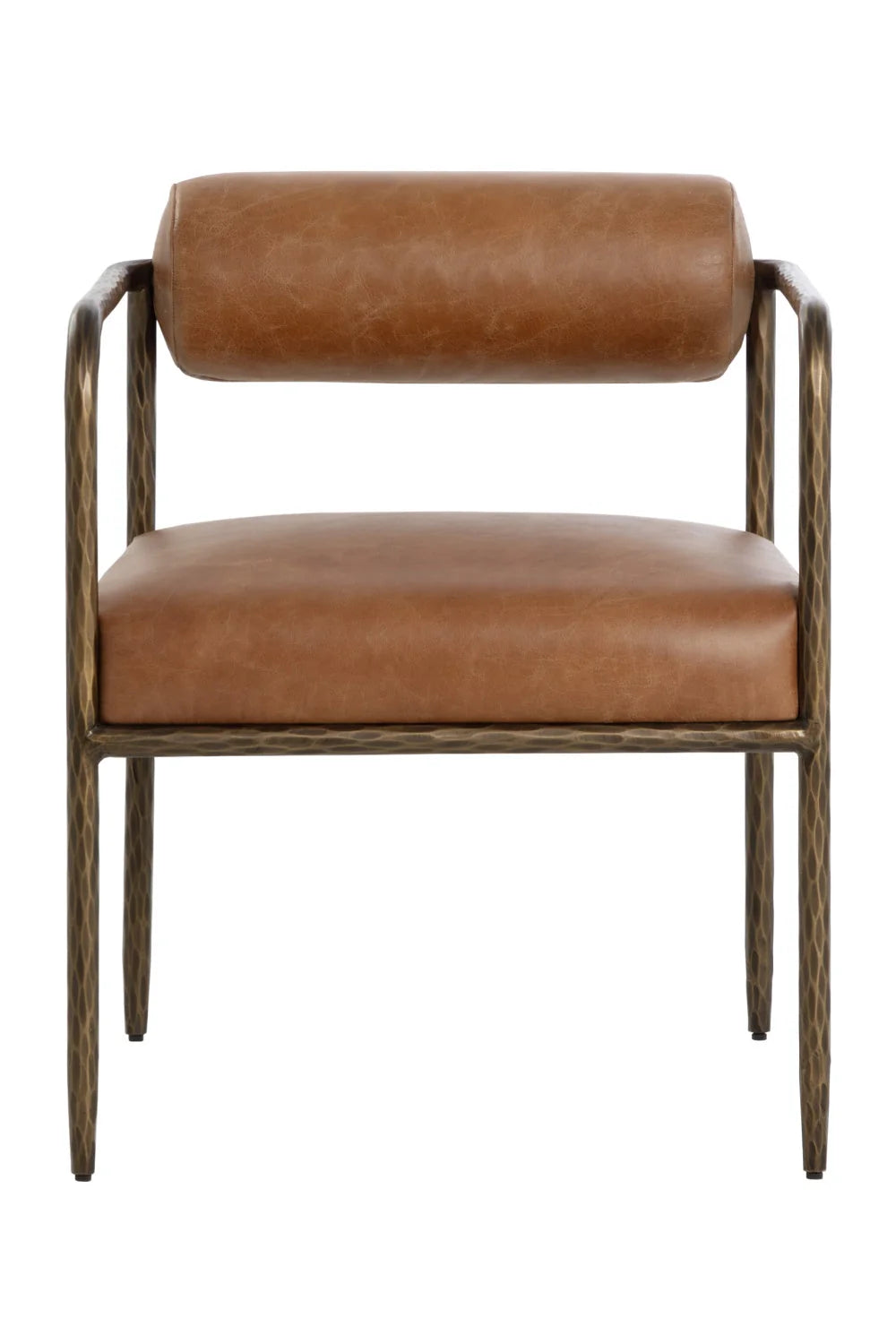 Luxury Leather Bolster-Back Modern Dining Chair European Style for Villa