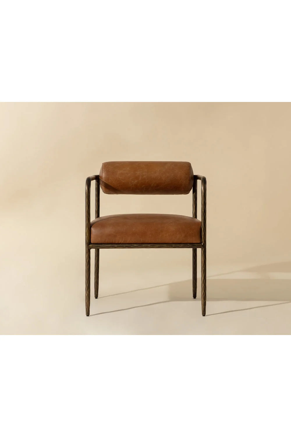 Luxury Leather Bolster-Back Modern Dining Chair European Style for Villa