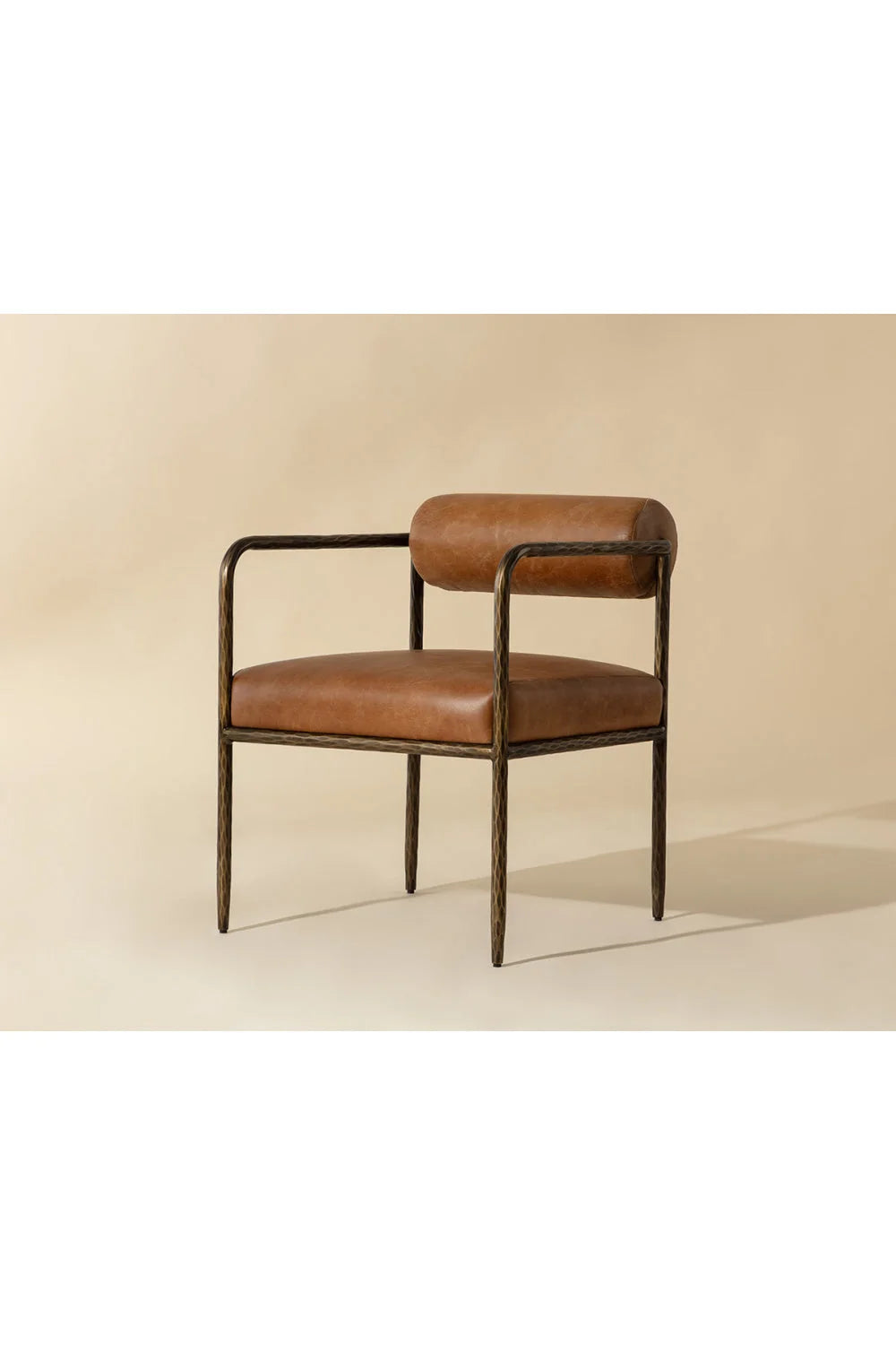 Luxury Leather Bolster-Back Modern Dining Chair European Style for Villa