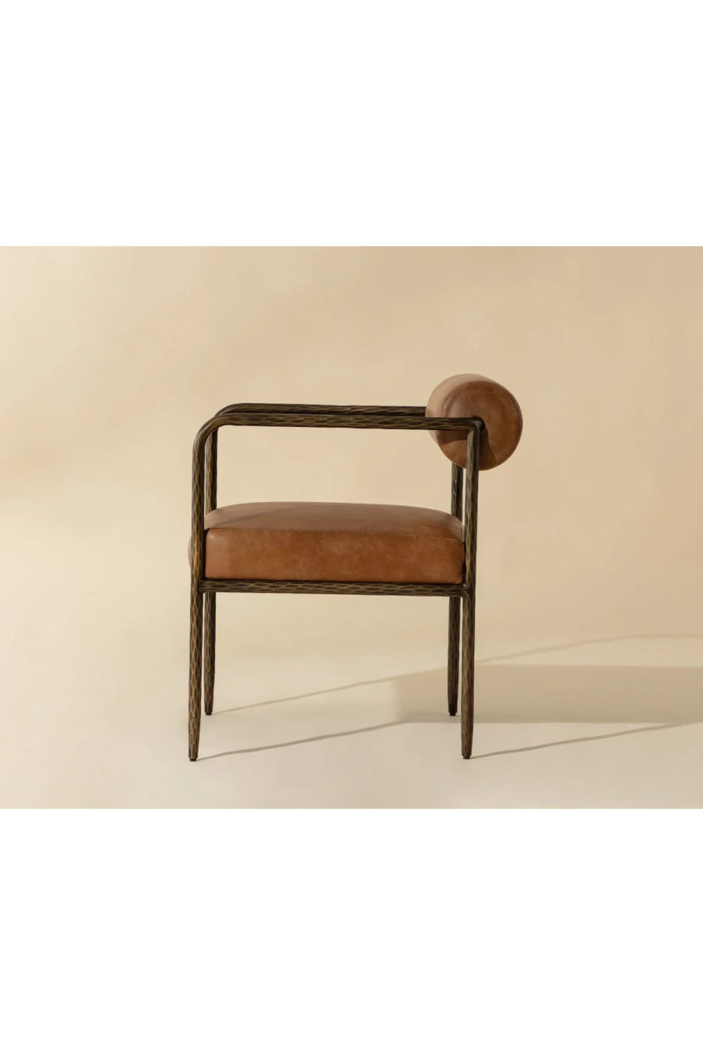 Luxury Leather Bolster-Back Modern Dining Chair European Style for Villa