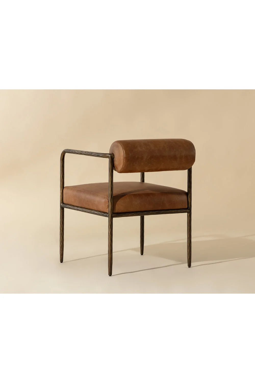 Luxury Leather Bolster-Back Modern Dining Chair European Style for Villa