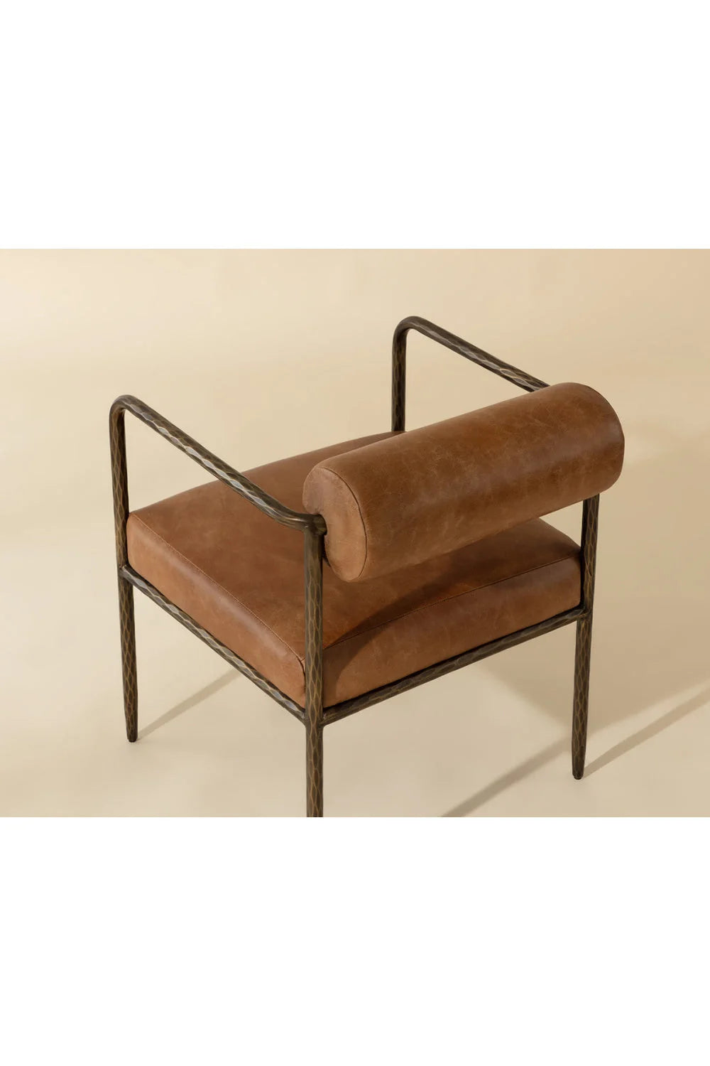Luxury Leather Bolster-Back Modern Dining Chair European Style for Villa