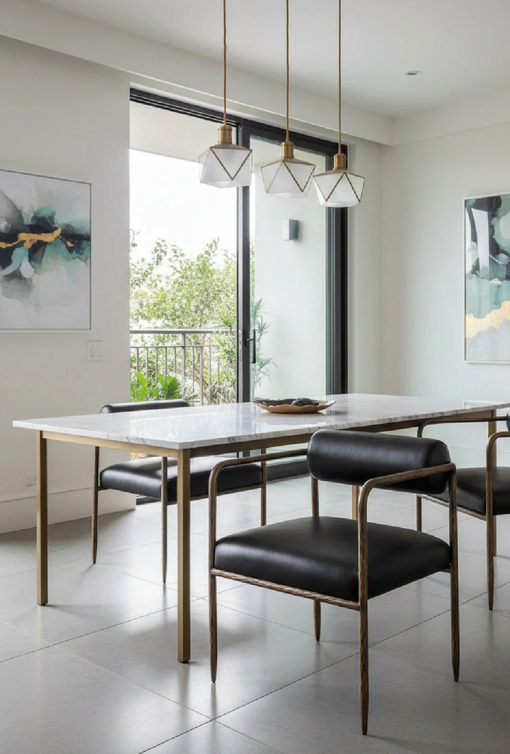 Luxury Leather Bolster-Back Modern Dining Chair European Style for Villa