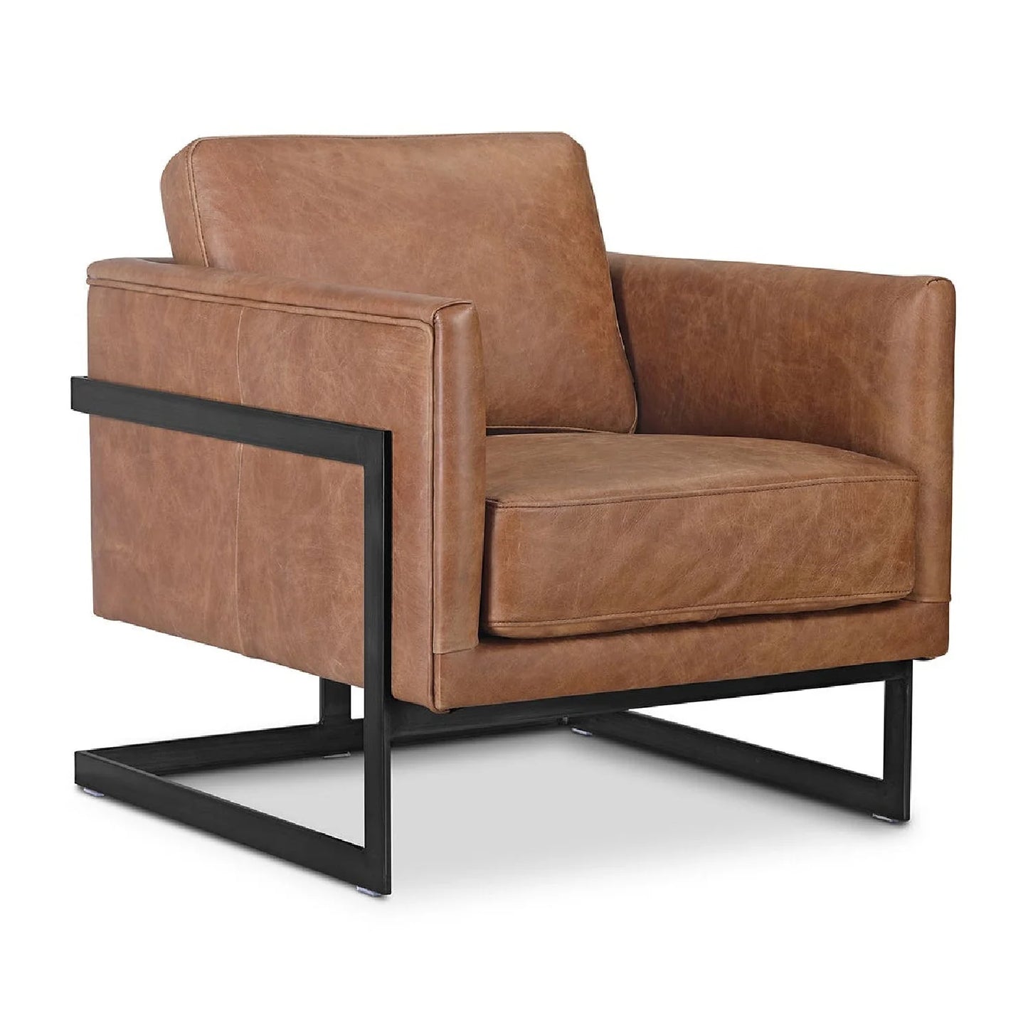 Luxury Leather Cantilevered Accent Chair European Style for Villa