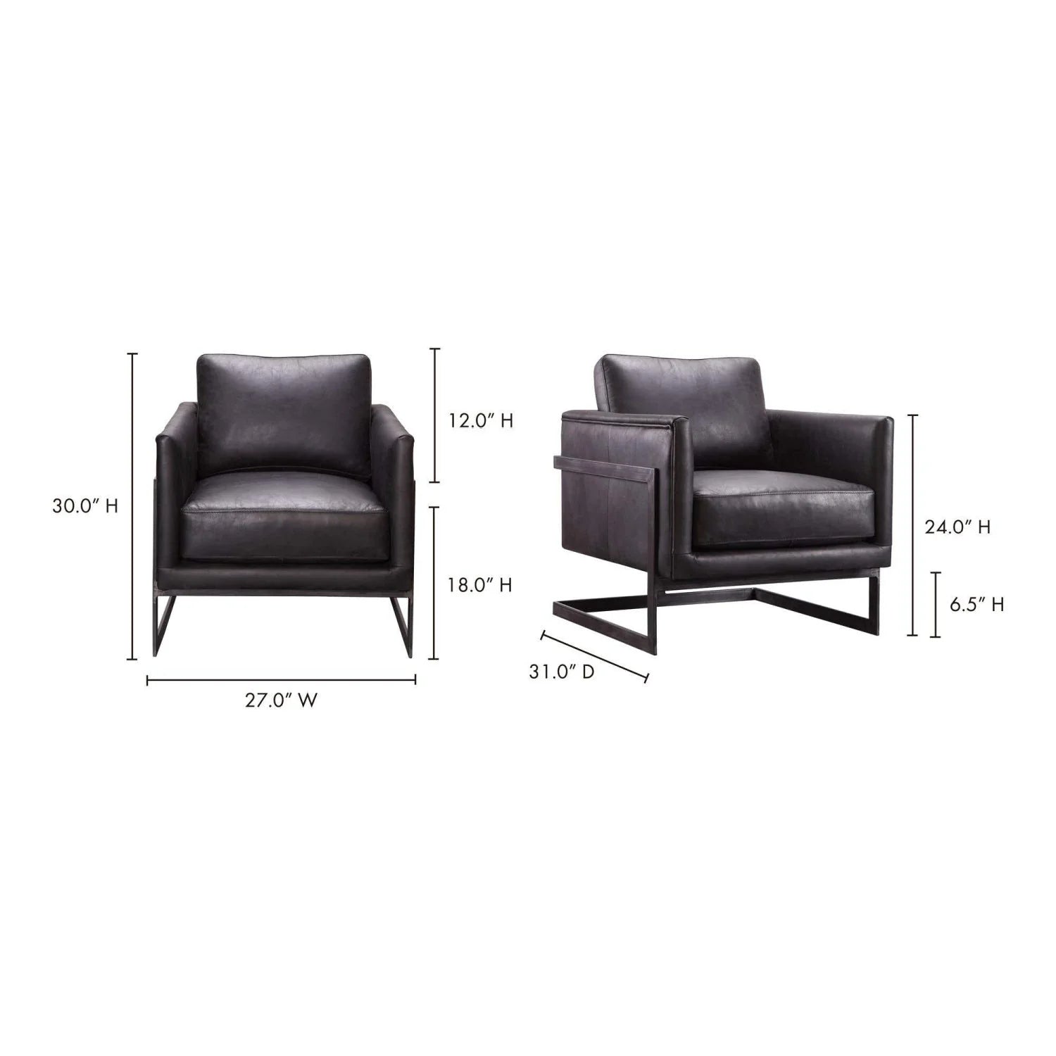 Luxury Leather Cantilevered Accent Chair European Style for Villa
