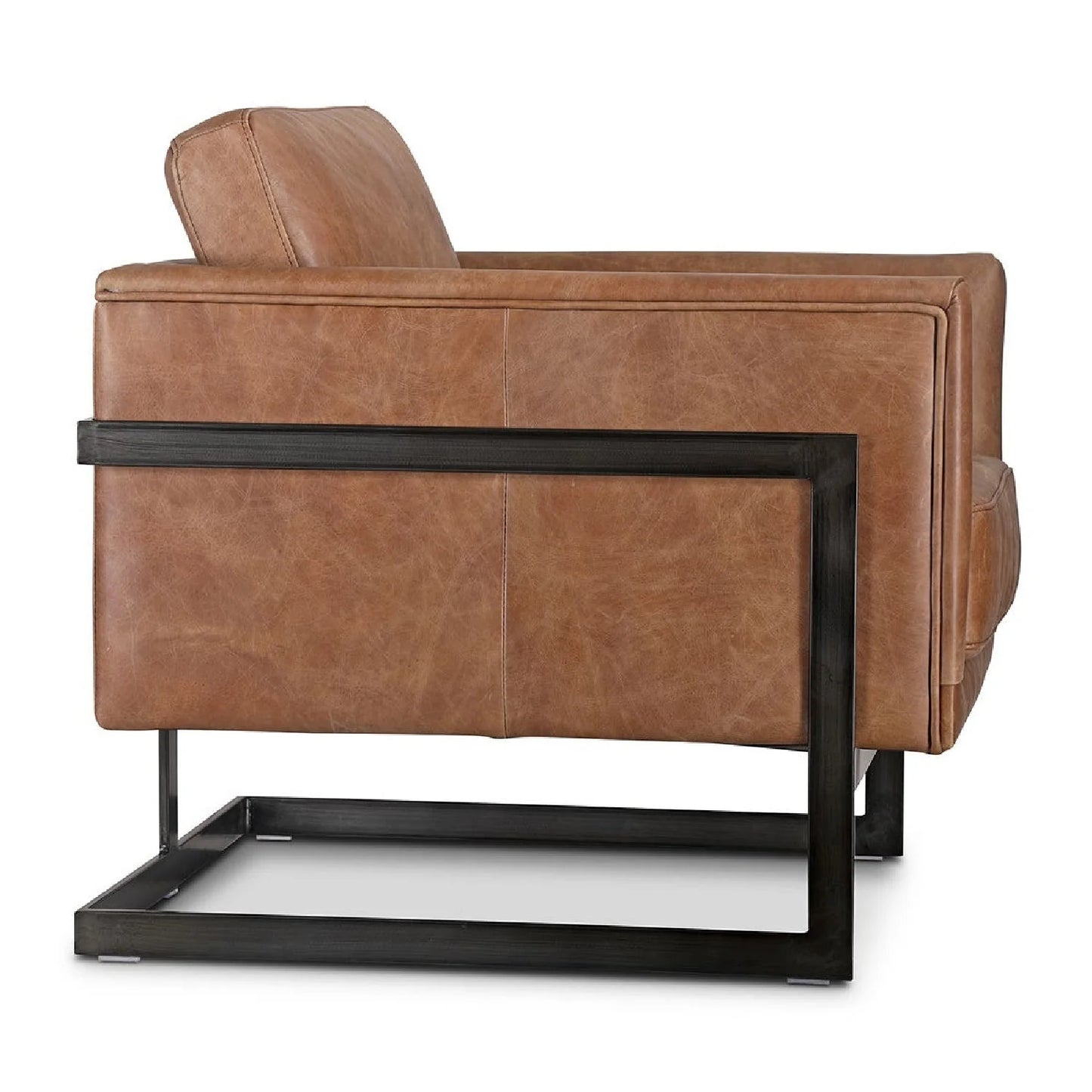 Luxury Leather Cantilevered Accent Chair European Style for Villa