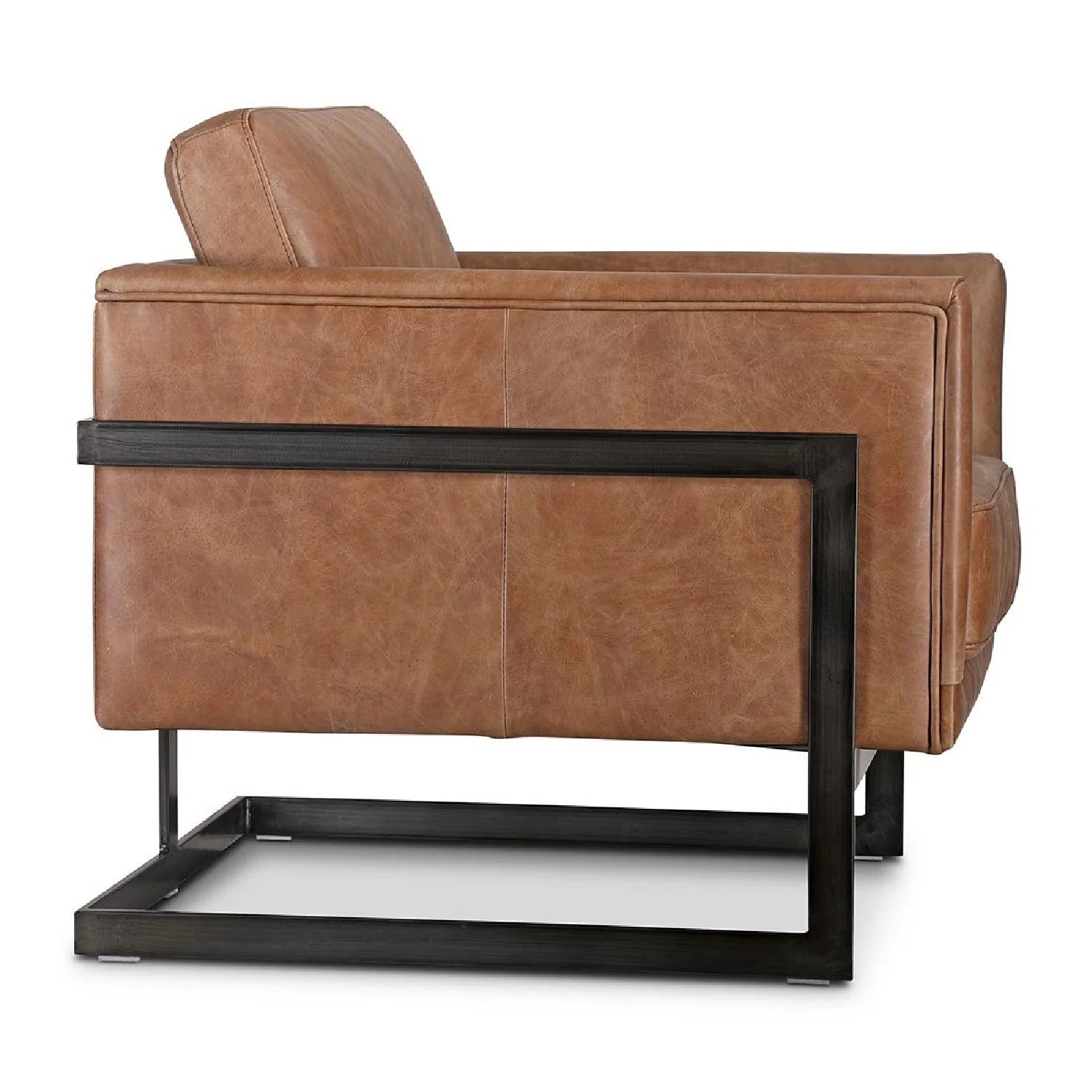 Luxury Leather Cantilevered Accent Chair European Style for Villa