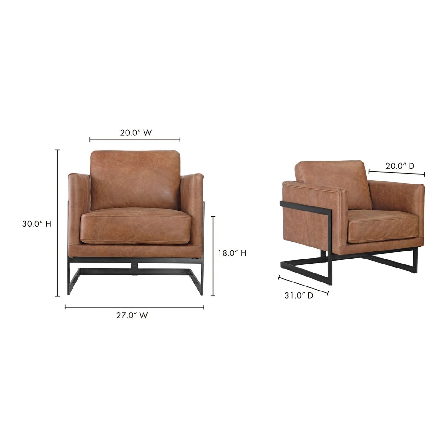 Luxury Leather Cantilevered Accent Chair European Style for Villa