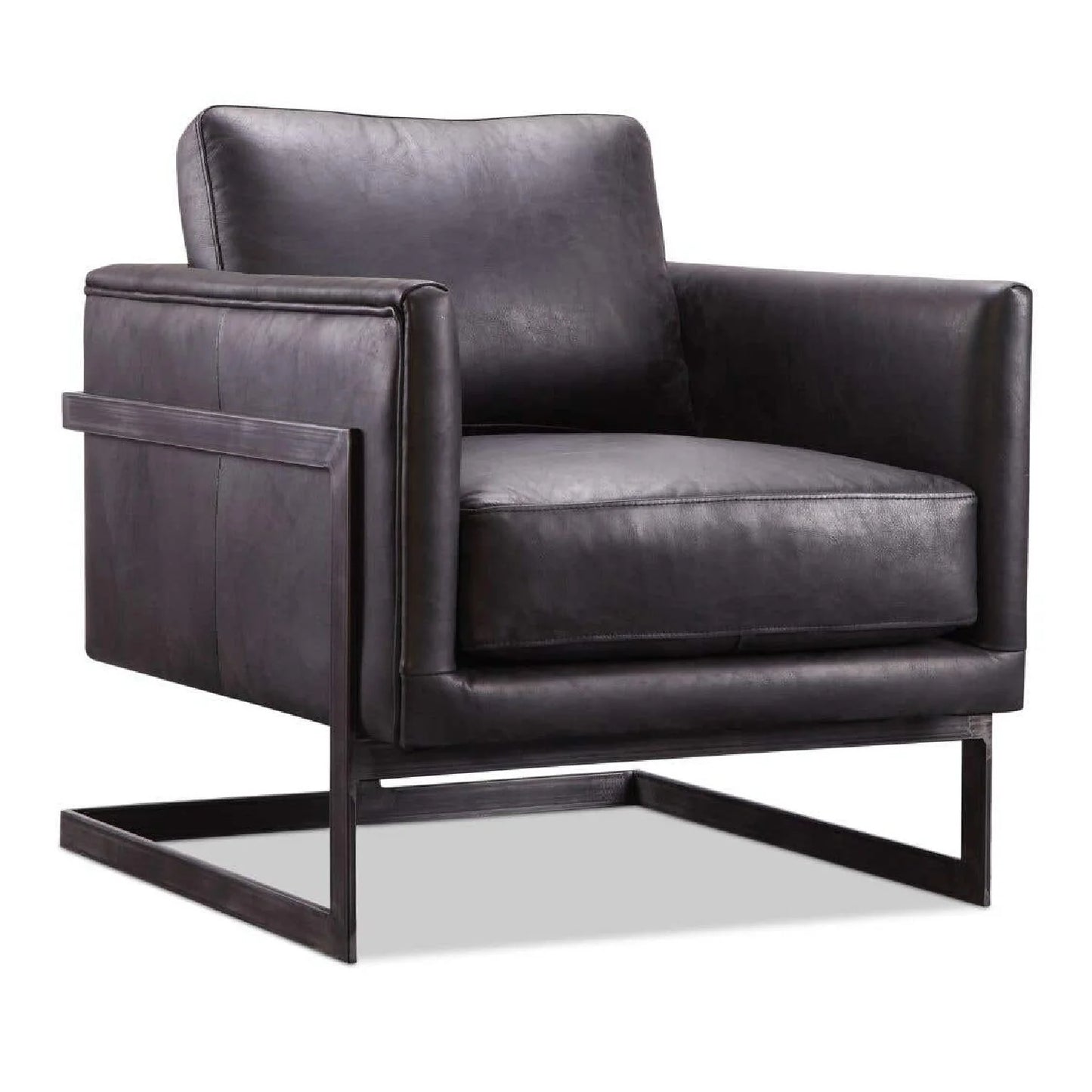 Luxury Leather Cantilevered Accent Chair European Style for Villa