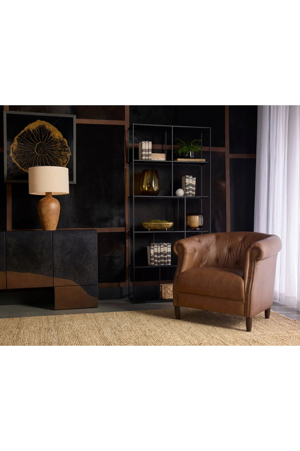 Luxury Leather Chesterfield Lounge Chair European Style for Villa