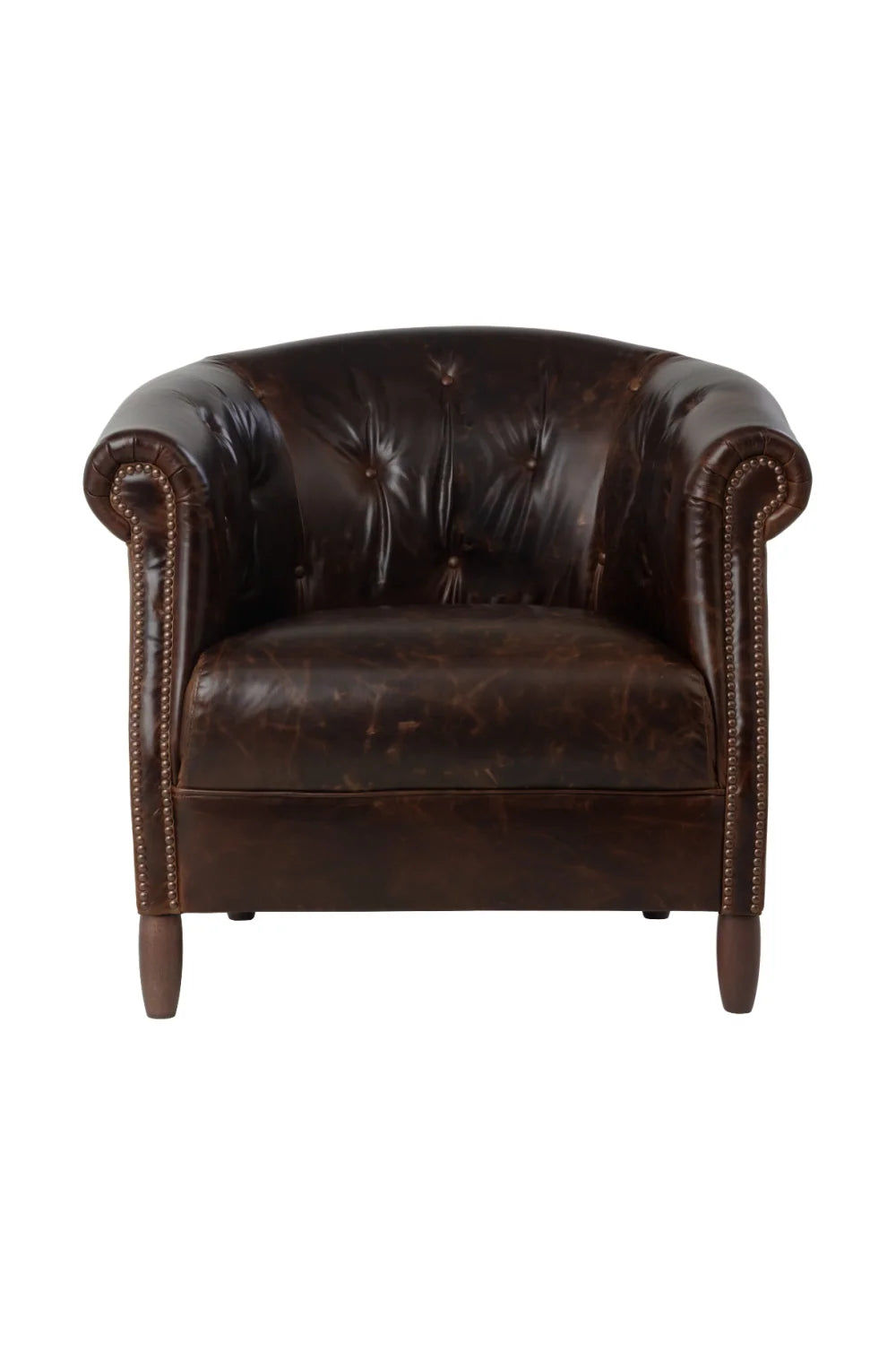 Luxury Leather Chesterfield Lounge Chair European Style for Villa