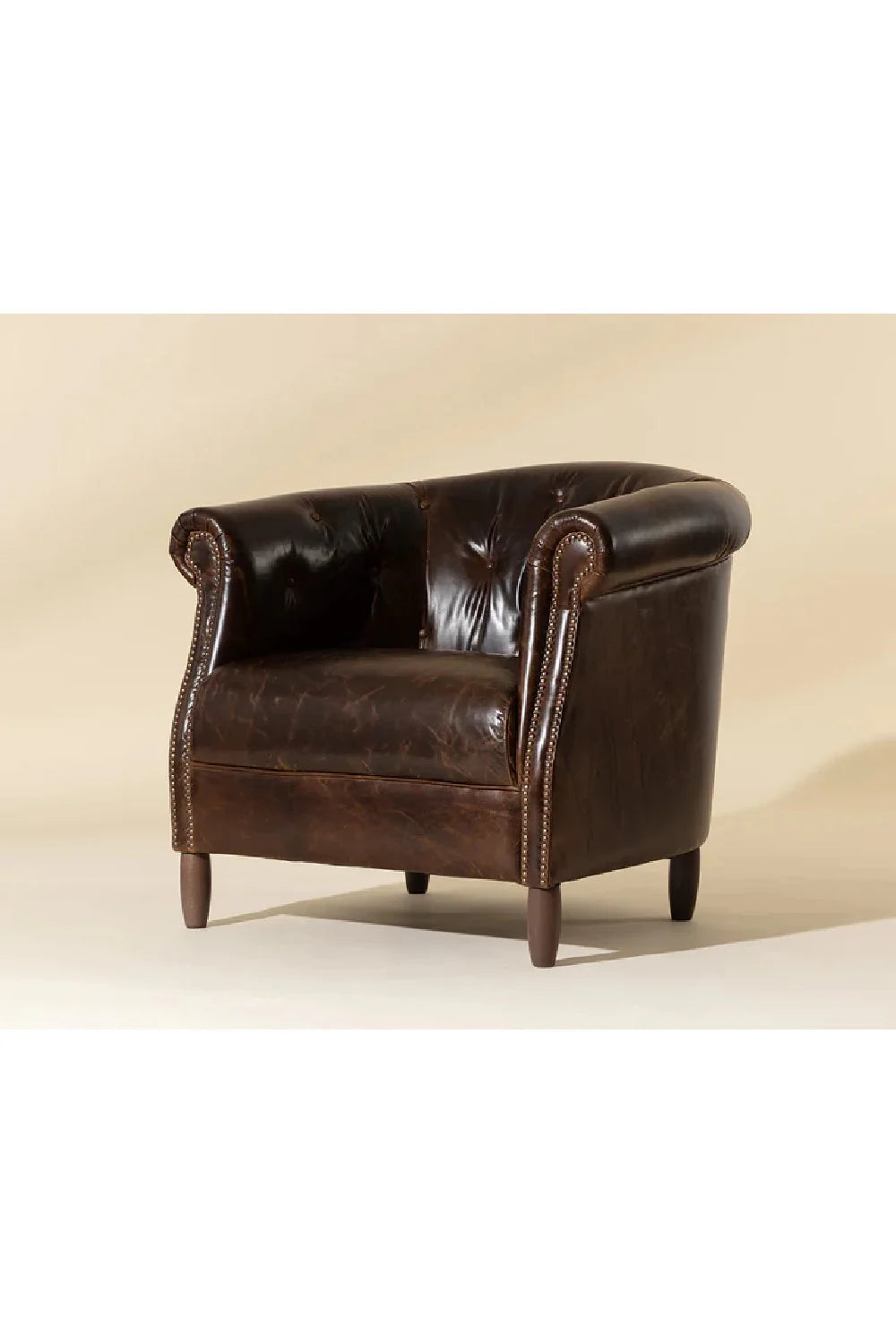 Luxury Leather Chesterfield Lounge Chair European Style for Villa