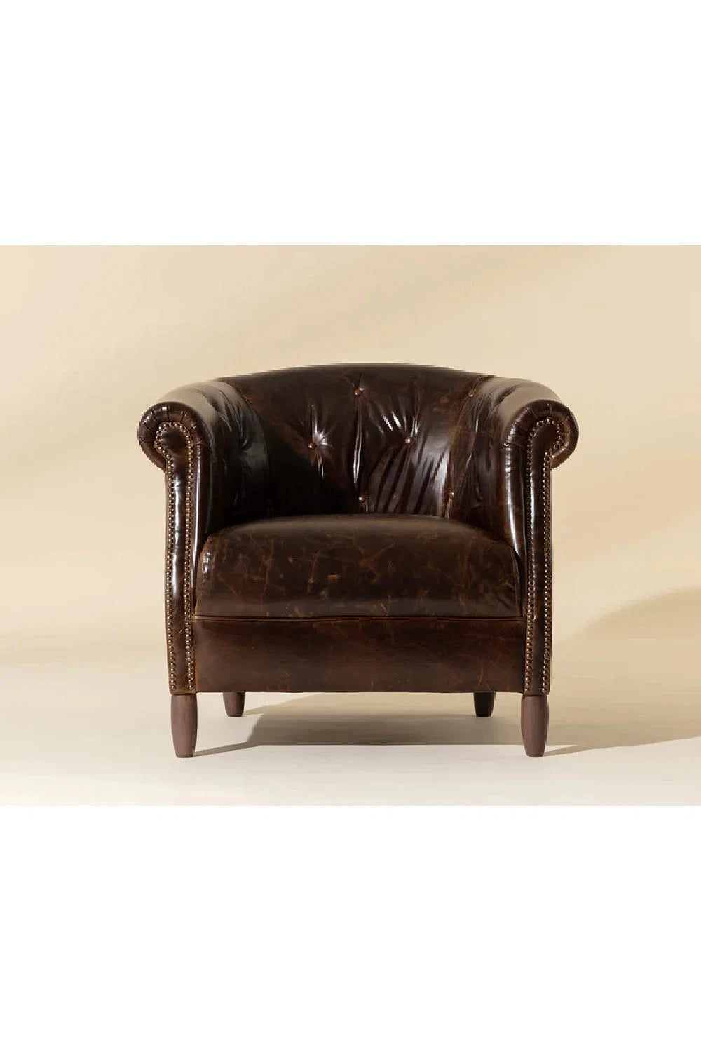 Luxury Leather Chesterfield Lounge Chair European Style for Villa