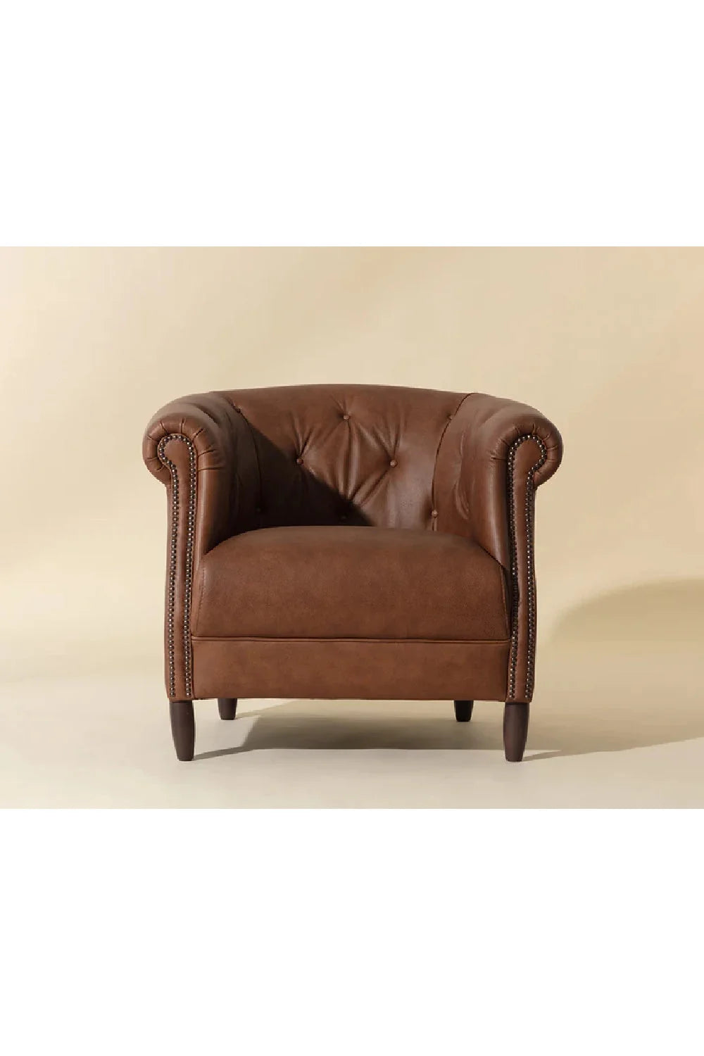 Luxury Leather Chesterfield Lounge Chair European Style for Villa