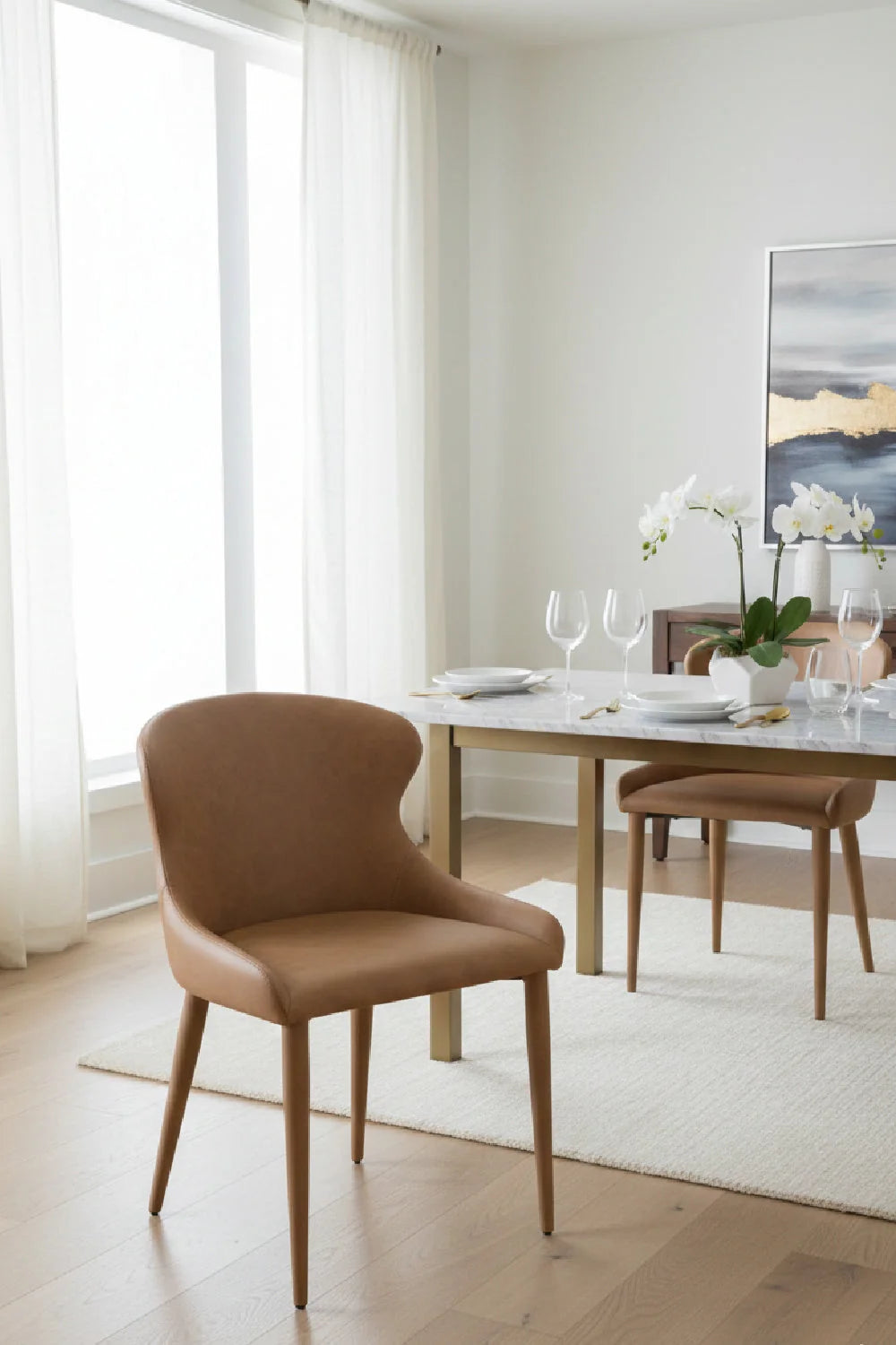 Luxury Leather Look Modern Dining Chair European Style for Villa