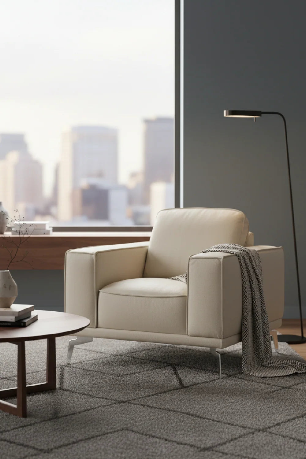 Luxury Leather Lounge Armchair Modern Italian Style for Villa
