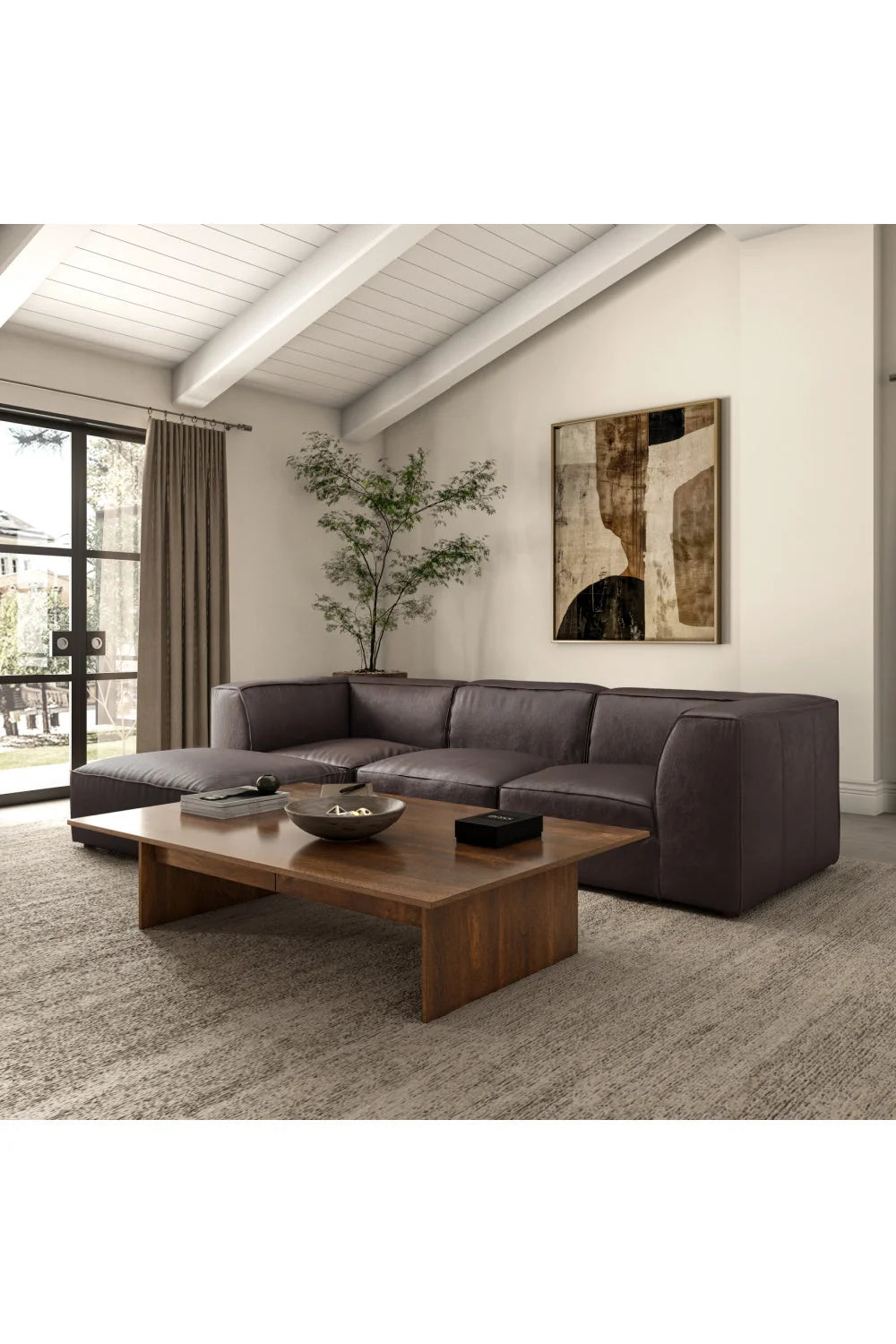 Luxury Leather Modular Sectional Sofa Modern Italian Style for Villa
