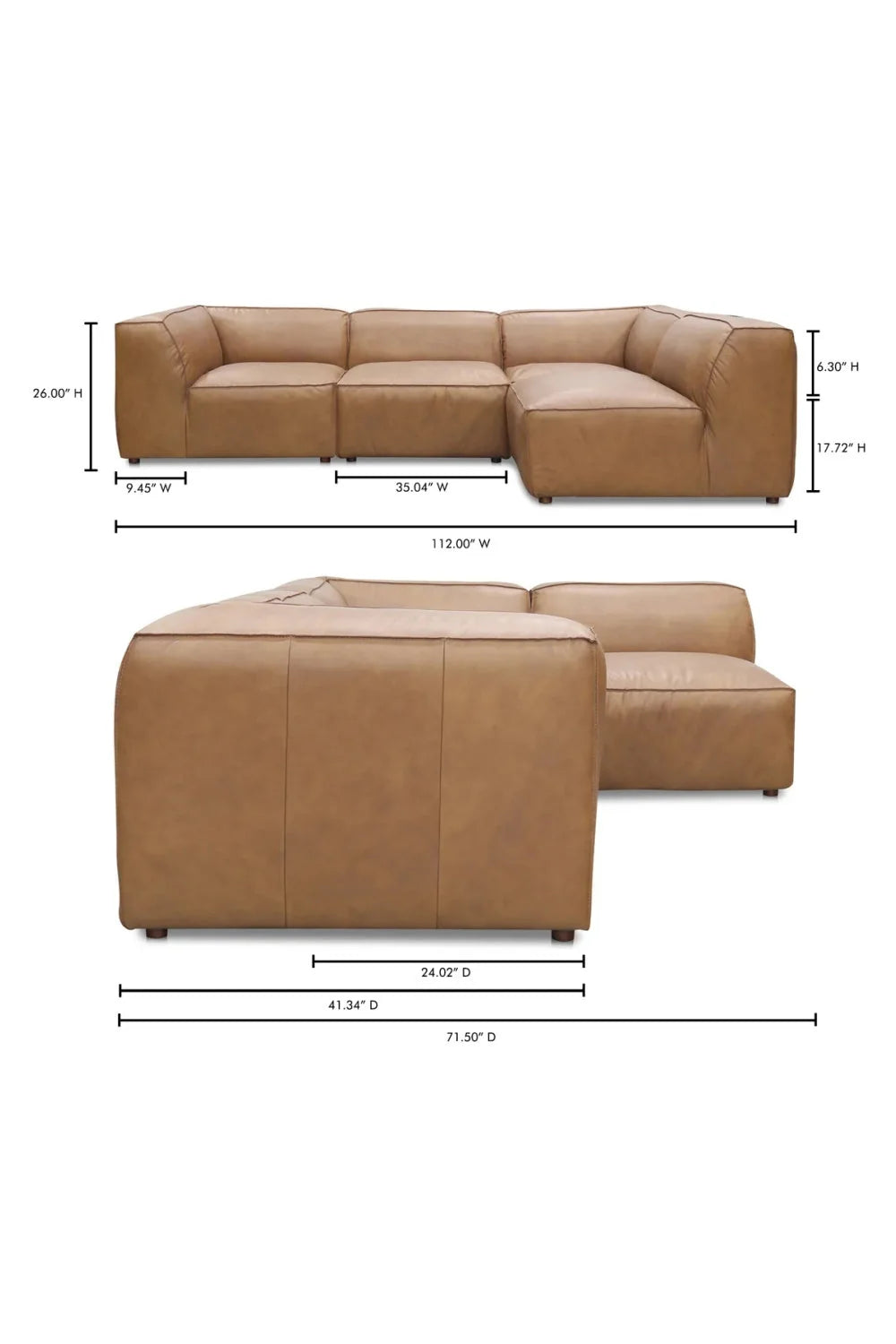 Luxury Leather Modular Sectional Sofa Modern Italian Style for Villa