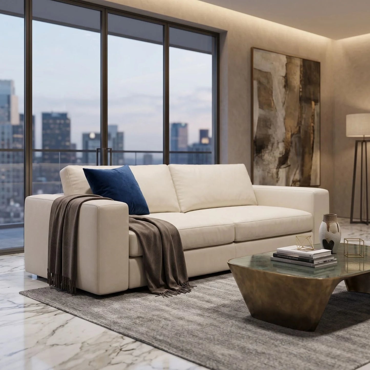 Luxury Leather Sofa Modern Italian Style for Villa