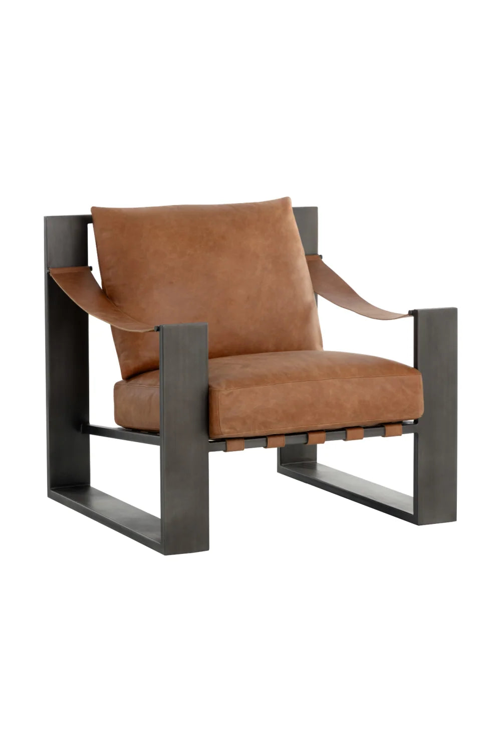 Luxury Leather Strapped Lounge Chair European Style for Villa