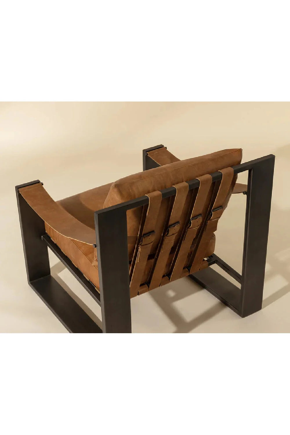 Luxury Leather Strapped Lounge Chair European Style for Villa