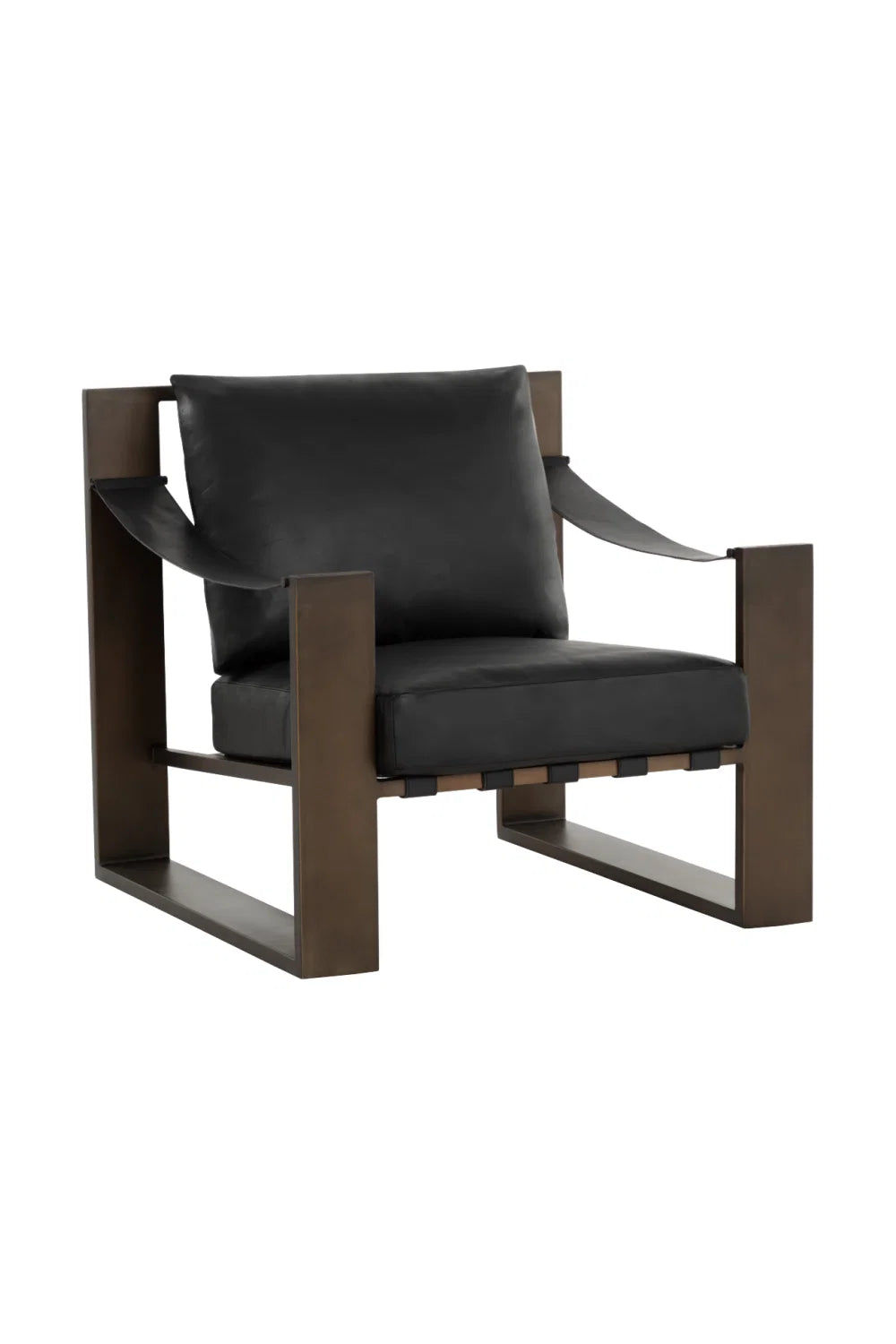 Luxury Leather Strapped Lounge Chair European Style for Villa