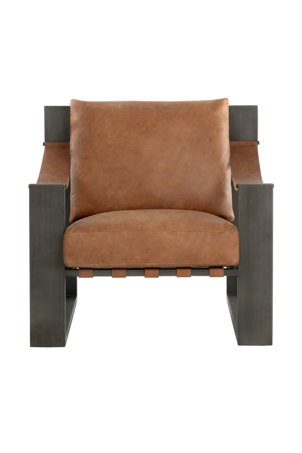 Luxury Leather Strapped Lounge Chair European Style for Villa