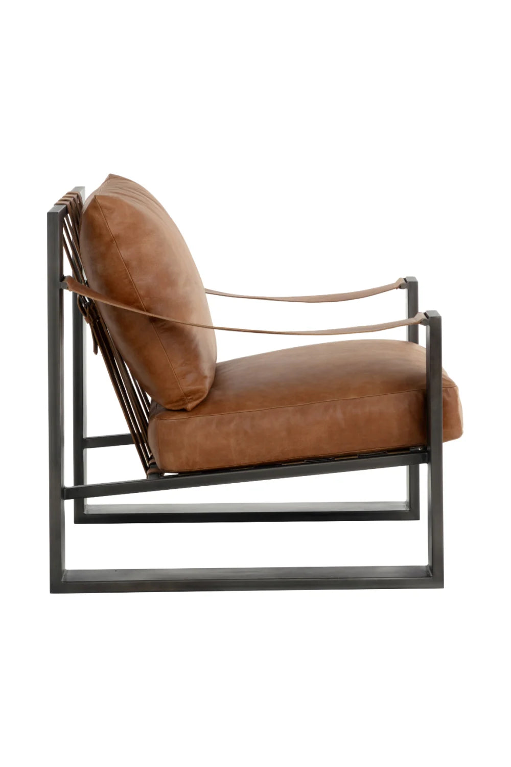 Luxury Leather Strapped Lounge Chair European Style for Villa