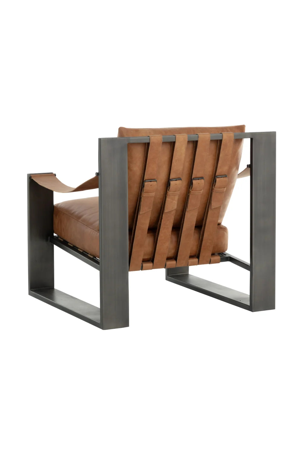 Luxury Leather Strapped Lounge Chair European Style for Villa