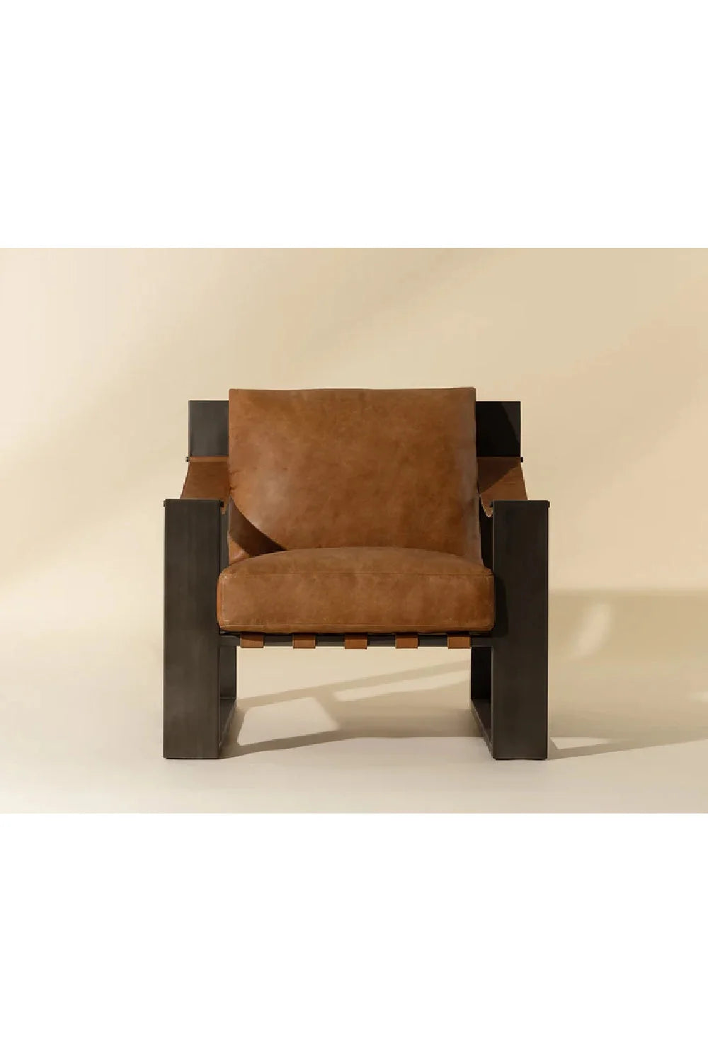 Luxury Leather Strapped Lounge Chair European Style for Villa