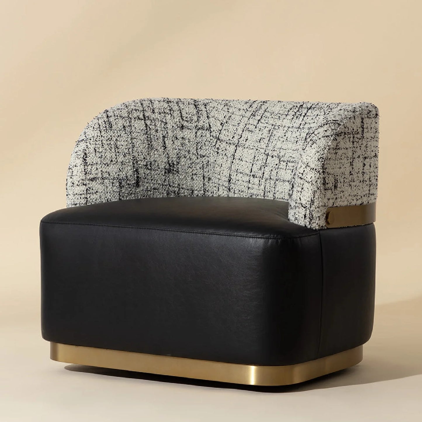 Luxury Leather Swivel Accent Chair European Style for Villa
